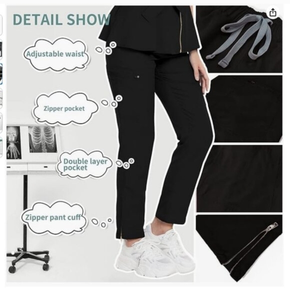 niaahinn Scrub Set for Women Medical Uniform Scrub Top & Pants (S) NWOT! - Picture 3 of 16